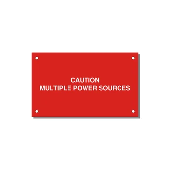 5.0x3.0" Caution Safety Label - CAUTION MULTIPLE POWER SO — 5x3" White on Red, Holes