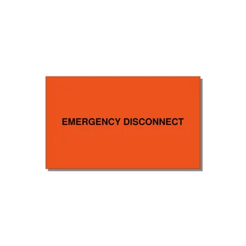 5.0x3.0" Disconnect Switch Label - EMERGENCY DISCONNECT — 5x3" Black on Orange, Adhesive
