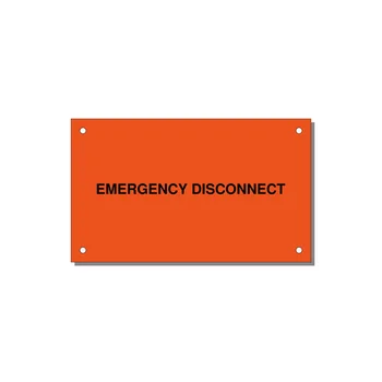5.0x3.0" Disconnect Switch Label - EMERGENCY DISCONNECT — 5x3" Black on Orange, Holes