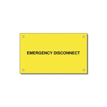 5.0x3.0" Disconnect Switch Label - EMERGENCY DISCONNECT — 5x3" Black on Yellow, Holes