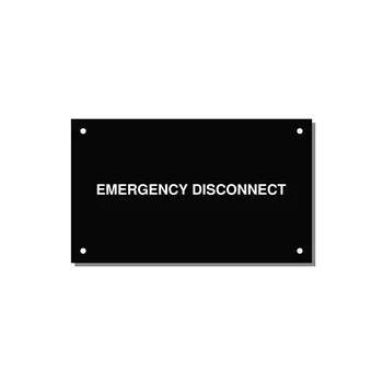 5.0x3.0" Disconnect Switch Label - EMERGENCY DISCONNECT — 5x3" White on Black, Holes