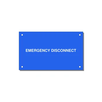 5.0x3.0" Disconnect Switch Label - EMERGENCY DISCONNECT — 5x3" White on Blue, Holes