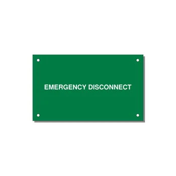 5.0x3.0" Disconnect Switch Label - EMERGENCY DISCONNECT — 5x3" White on Green, Holes