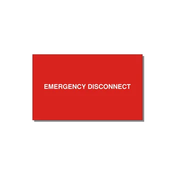 5.0x3.0" Disconnect Switch Label - EMERGENCY DISCONNECT — 5x3" White on Red, Adhesive