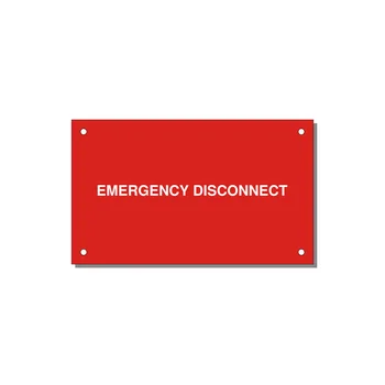 5.0x3.0" Disconnect Switch Label - EMERGENCY DISCONNECT — 5x3" White on Red, Holes