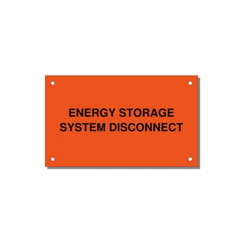5.0x3.0" Disconnect Switch Label - ENERGY STORAGE SYSTEM DIS — 5x3" Black on Orange, Holes