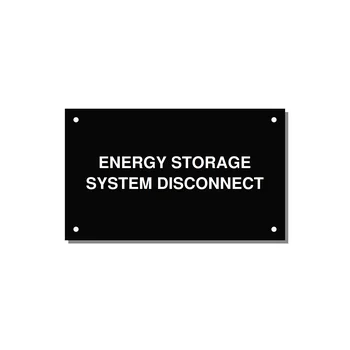 5.0x3.0" Disconnect Switch Label - ENERGY STORAGE SYSTEM DIS — 5x3" White on Black, Holes