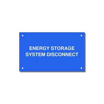 5.0x3.0" Disconnect Switch Label - ENERGY STORAGE SYSTEM DIS — 5x3" White on Blue, Holes