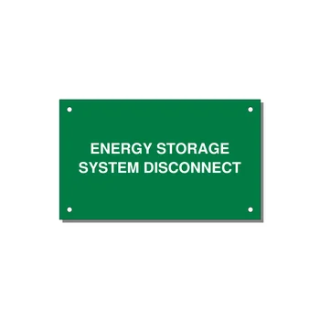 5.0x3.0" Disconnect Switch Label - ENERGY STORAGE SYSTEM DIS — 5x3" White on Green, Holes