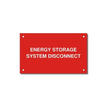 5.0x3.0" Disconnect Switch Label - ENERGY STORAGE SYSTEM DIS — 5x3" White on Red, Holes