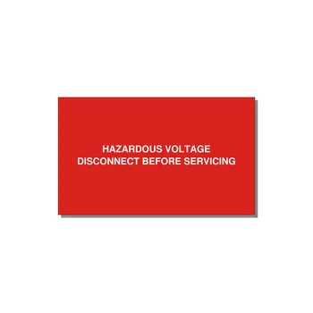 5.0x3.0" Disconnect Switch Label - HAZARDOUS VOLTAGE DISCONN — 5x3" White on Red, Adhesive