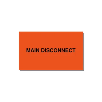5.0x3.0" Disconnect Switch Label - MAIN DISCONNECT — 5x3" Black on Orange, Adhesive