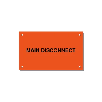 5.0x3.0" Disconnect Switch Label - MAIN DISCONNECT — 5x3" Black on Orange, Holes