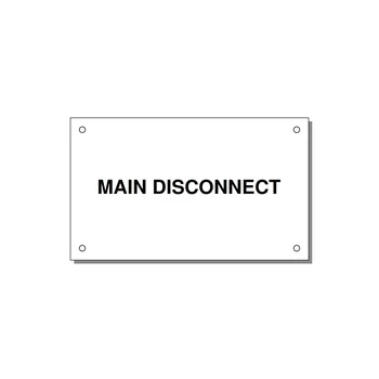 5.0x3.0" Disconnect Switch Label - MAIN DISCONNECT — 5x3" Black on White, Holes