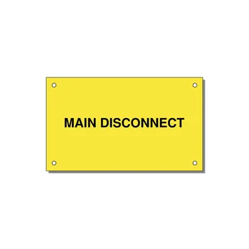 5.0x3.0" Disconnect Switch Label - MAIN DISCONNECT — 5x3" Black on Yellow, Holes