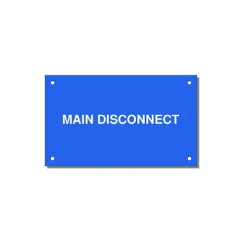 5.0x3.0" Disconnect Switch Label - MAIN DISCONNECT — 5x3" White on Blue, Holes