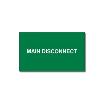 5.0x3.0" Disconnect Switch Label - MAIN DISCONNECT — 5x3" White on Green, Adhesive