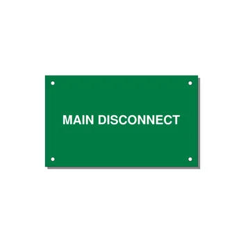 5.0x3.0" Disconnect Switch Label - MAIN DISCONNECT — 5x3" White on Green, Holes