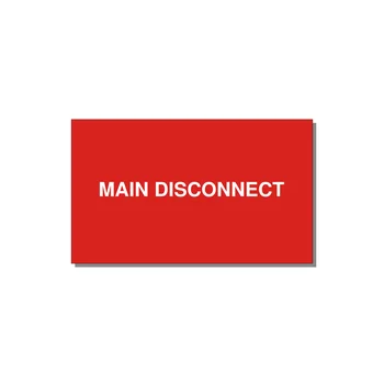 5.0x3.0" Disconnect Switch Label - MAIN DISCONNECT — 5x3" White on Red, Adhesive