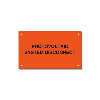 5.0x3.0" Disconnect Switch Label - PHOTOVOLTAIC SYSTEM DISCO — 5x3" Black on Orange, Holes