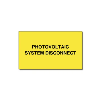 5.0x3.0" Disconnect Switch Label - PHOTOVOLTAIC SYSTEM DISCO — 5x3" Black on Yellow, Adhesive