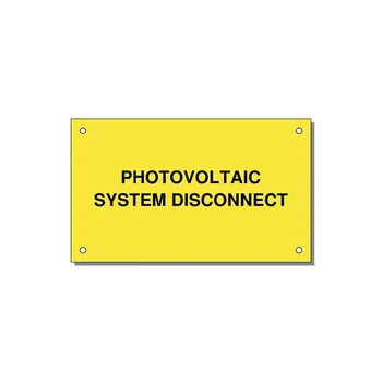 5.0x3.0" Disconnect Switch Label - PHOTOVOLTAIC SYSTEM DISCO — 5x3" Black on Yellow, Holes