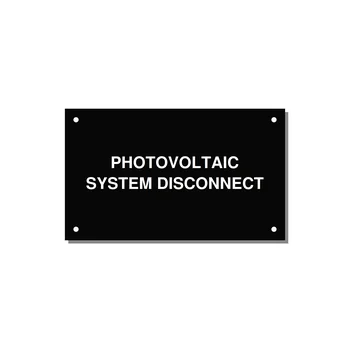 5.0x3.0" Disconnect Switch Label - PHOTOVOLTAIC SYSTEM DISCO — 5x3" White on Black, Holes