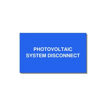 5.0x3.0" Disconnect Switch Label - PHOTOVOLTAIC SYSTEM DISCO — 5x3" White on Blue, Adhesive