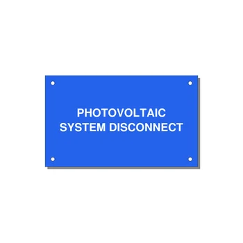 5.0x3.0" Disconnect Switch Label - PHOTOVOLTAIC SYSTEM DISCO — 5x3" White on Blue, Holes