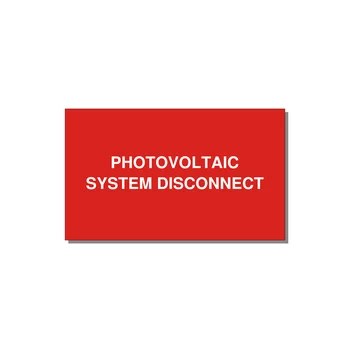 5.0x3.0" Disconnect Switch Label - PHOTOVOLTAIC SYSTEM DISCO — 5x3" White on Red, Adhesive