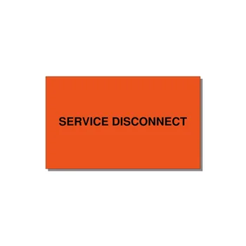5.0x3.0" Disconnect Switch Label - SERVICE DISCONNECT — 5x3" Black on Orange, Adhesive