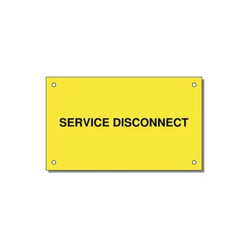 5.0x3.0" Disconnect Switch Label - SERVICE DISCONNECT — 5x3" Black on Yellow, Holes