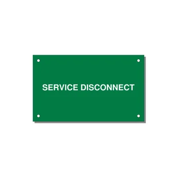 5.0x3.0" Disconnect Switch Label - SERVICE DISCONNECT — 5x3" White on Green, Holes