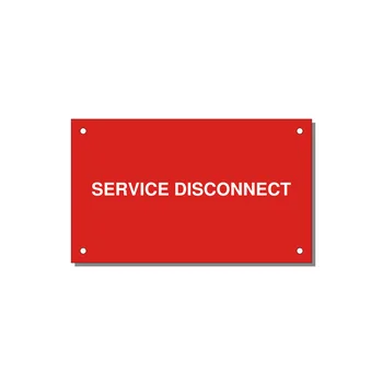 5.0x3.0" Disconnect Switch Label - SERVICE DISCONNECT — 5x3" White on Red, Holes