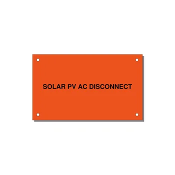 5.0x3.0" Disconnect Switch Label - SOLAR PV AC DISCONNECT — 5x3" Black on Orange, Holes