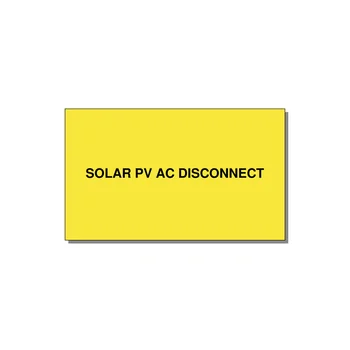 5.0x3.0" Disconnect Switch Label - SOLAR PV AC DISCONNECT — 5x3" Black on Yellow, Adhesive