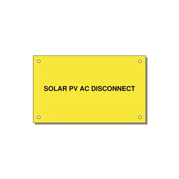 5.0x3.0" Disconnect Switch Label - SOLAR PV AC DISCONNECT — 5x3" Black on Yellow, Holes