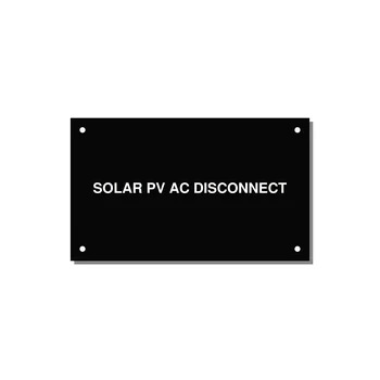 5.0x3.0" Disconnect Switch Label - SOLAR PV AC DISCONNECT — 5x3" White on Black, Holes