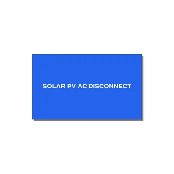 5.0x3.0" Disconnect Switch Label - SOLAR PV AC DISCONNECT — 5x3" White on Blue, Adhesive