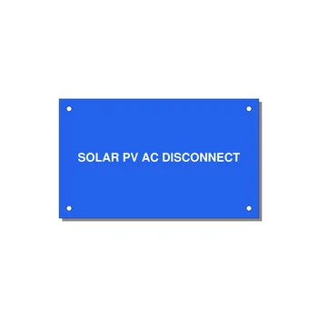5.0x3.0" Disconnect Switch Label - SOLAR PV AC DISCONNECT — 5x3" White on Blue, Holes