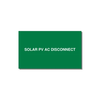 5.0x3.0" Disconnect Switch Label - SOLAR PV AC DISCONNECT — 5x3" White on Green, Adhesive