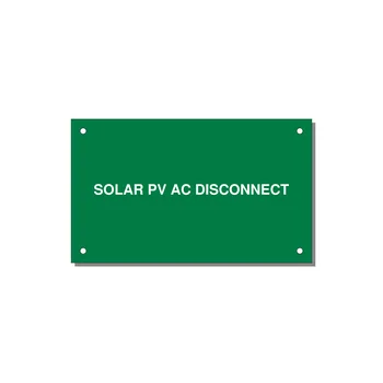 5.0x3.0" Disconnect Switch Label - SOLAR PV AC DISCONNECT — 5x3" White on Green, Holes