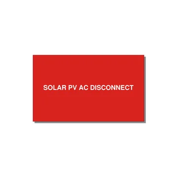 5.0x3.0" Disconnect Switch Label - SOLAR PV AC DISCONNECT — 5x3" White on Red, Adhesive