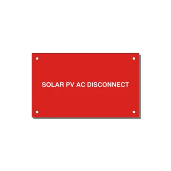 5.0x3.0" Disconnect Switch Label - SOLAR PV AC DISCONNECT — 5x3" White on Red, Holes