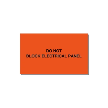 5.0x3.0" Electrical Safety Label - DO NOT BLOCK ELECTRICAL P — 5x3" Black on Orange, Adhesive