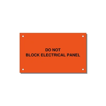 5.0x3.0" Electrical Safety Label - DO NOT BLOCK ELECTRICAL P — 5x3" Black on Orange, Holes