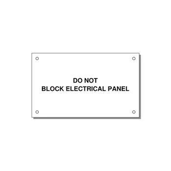 5.0x3.0" Electrical Safety Label - DO NOT BLOCK ELECTRICAL P — 5x3" Black on White, Holes