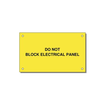5.0x3.0" Electrical Safety Label - DO NOT BLOCK ELECTRICAL P — 5x3" Black on Yellow, Holes