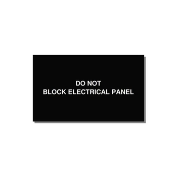 5.0x3.0" Electrical Safety Label - DO NOT BLOCK ELECTRICAL P — 5x3" White on Black, Adhesive