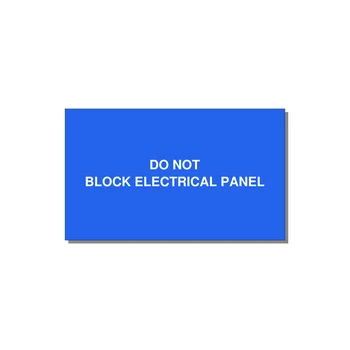5.0x3.0" Electrical Safety Label - DO NOT BLOCK ELECTRICAL P — 5x3" White on Blue, Adhesive